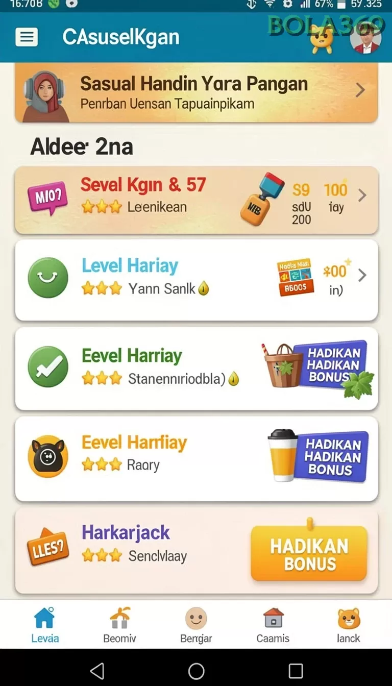 Cuplikan layar GB777 — menu navigasi